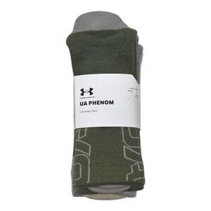 Under Armour Men's UA Phenom Cushioned Crew Sock, 3 Pair, US00273 - Green/Tan